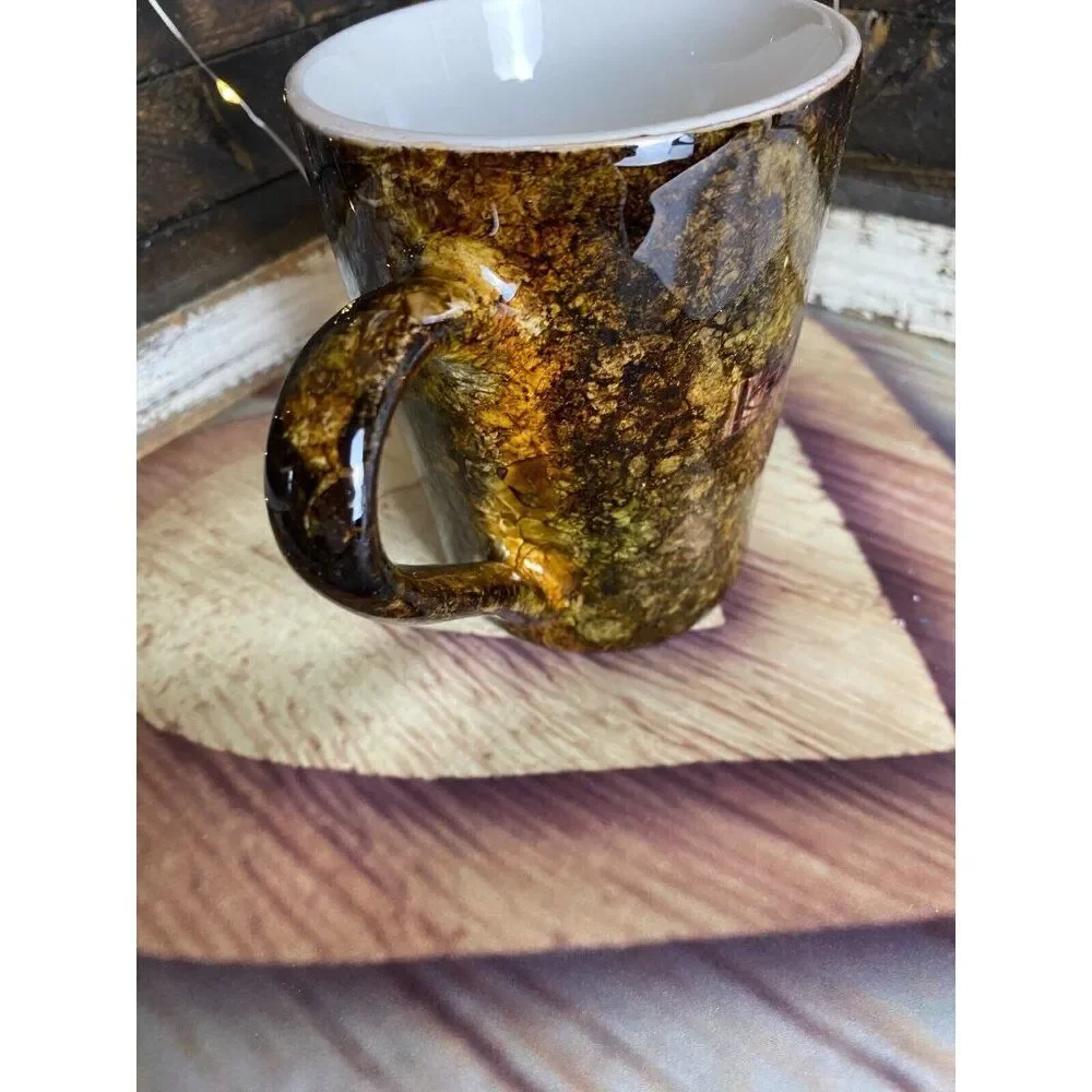 Rustic Woodgrain Camo And Faith Themed Peek A Boo Coffee Tea Cup Mug 4.5X3.5 in